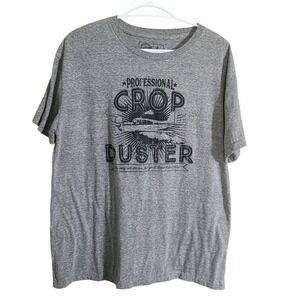 Crazy Dog T-Shirts Graphic Tee Mens L Gray Excellent Professional Crop Duster